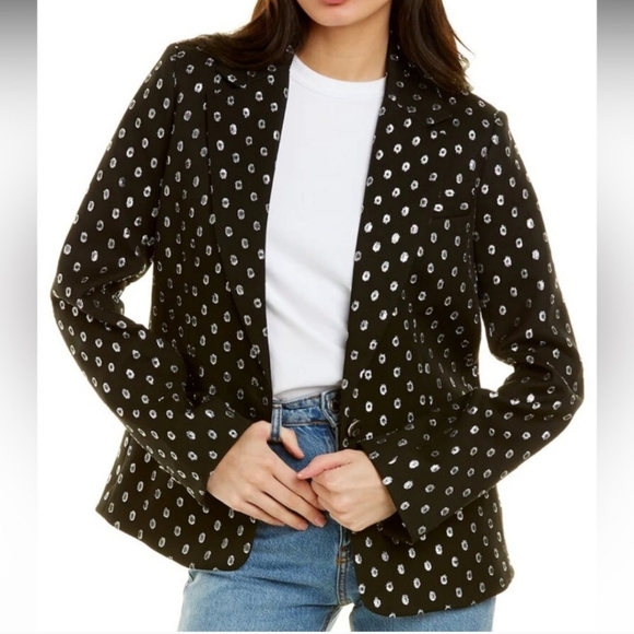 Tanya Taylor Jackets & Blazers - NWT $595 Tanya Taylor BlazerJacket Silk Blend Black Metallic Single Button Sz 0